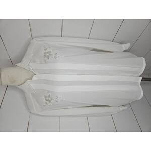 Vintage 80s Jordan New York size 7/8 white embroidered secretary office blouse